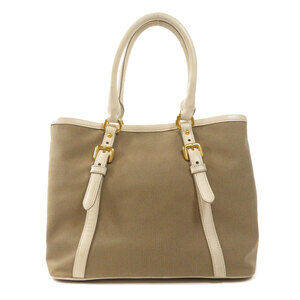 Prada Jacquard Logo Tan Convertible Tote Canvas